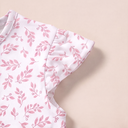 Ranita Bebé Niña Algodón Pima Hojas rosadas