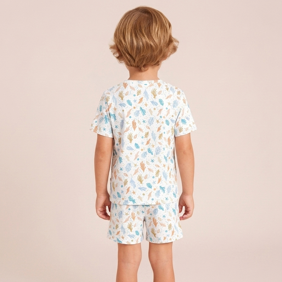 Pijama Niño Corto Algodón fondo marino