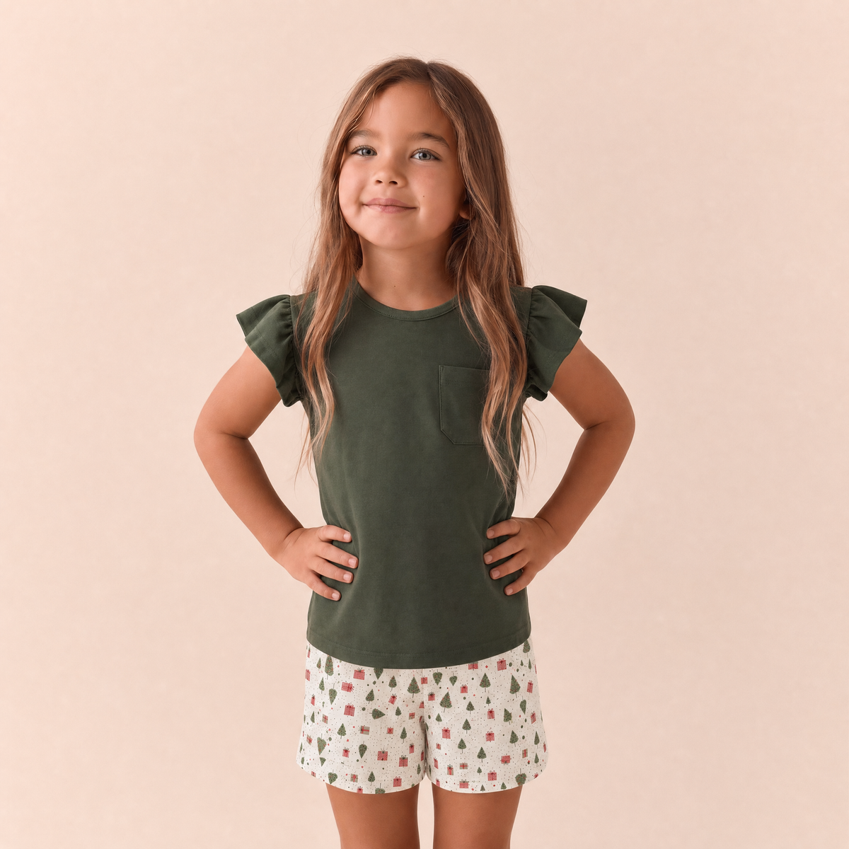 Pijama Niña Corto Algodón Pima Navideño regalos