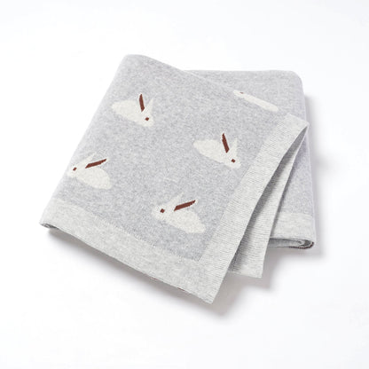 Manta de algodón para bebé SimplyB diseño conejo gris