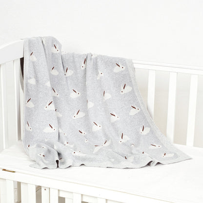 Manta de algodón para bebé SimplyB diseño conejo gris