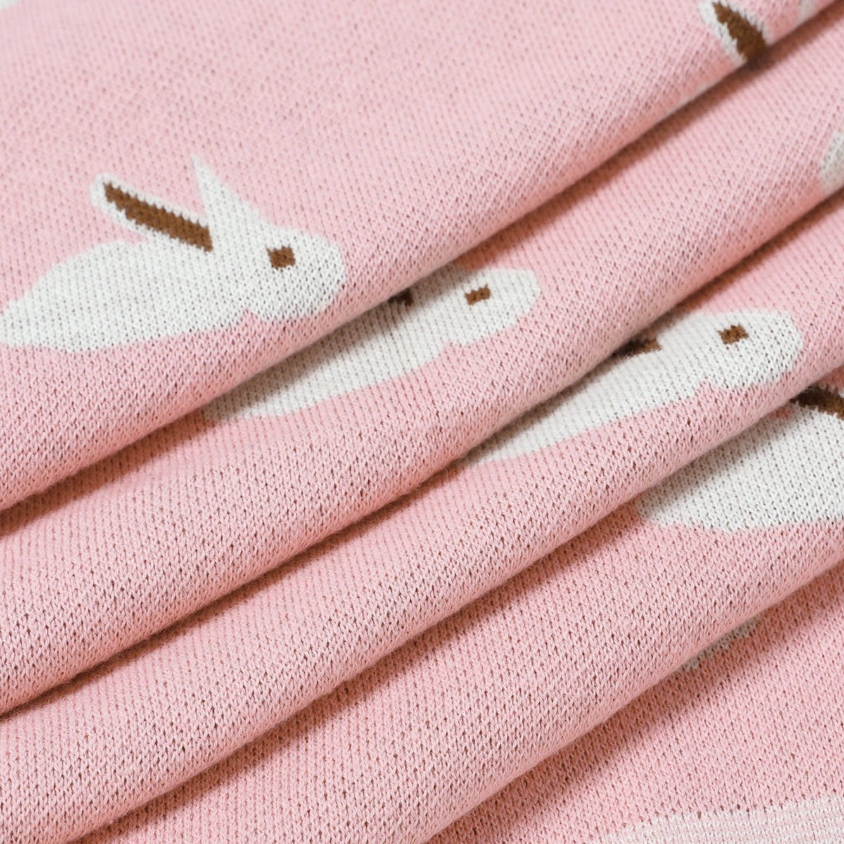 Manta de algodón para bebé SimplyB diseño conejo rosado