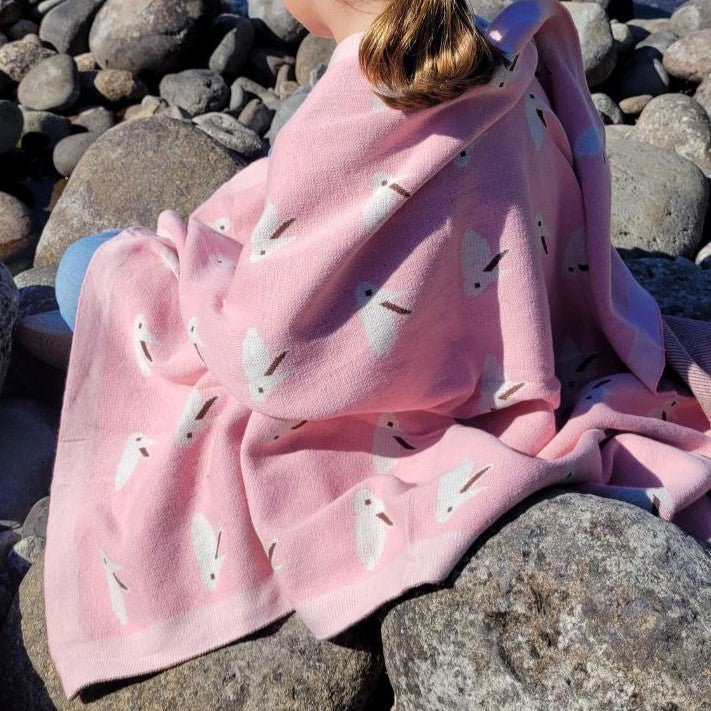 Manta de algodón para bebé SimplyB diseño conejo rosado