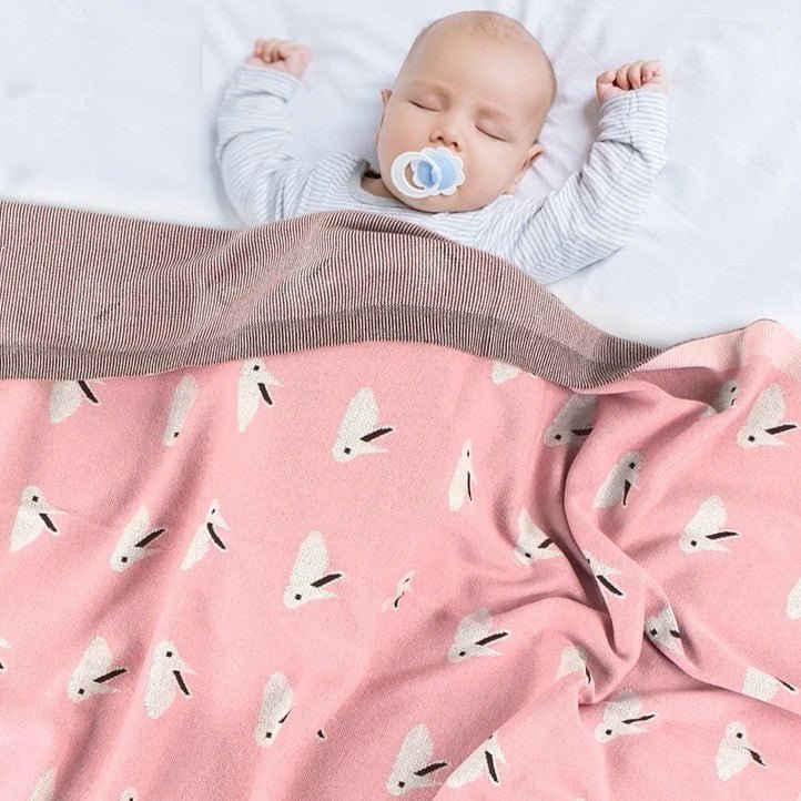 Manta de algodón para bebé SimplyB diseño conejo rosado