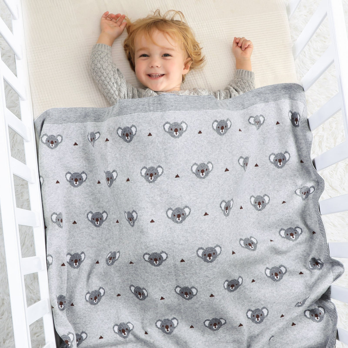 Manta de algodón para bebé koala gris - SimplyB