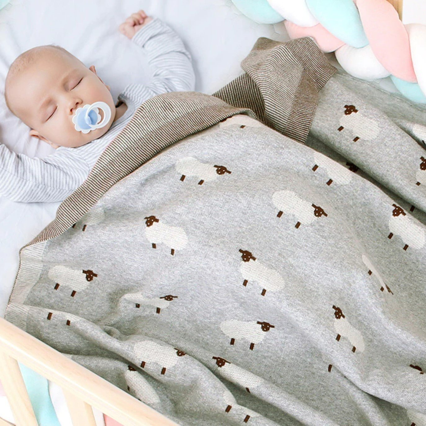 Manta bebé oveja gris - SimplyB