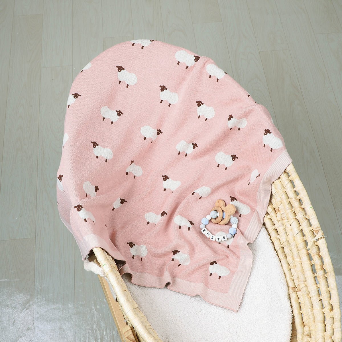 Manta bebé oveja rosado claro - SimplyB