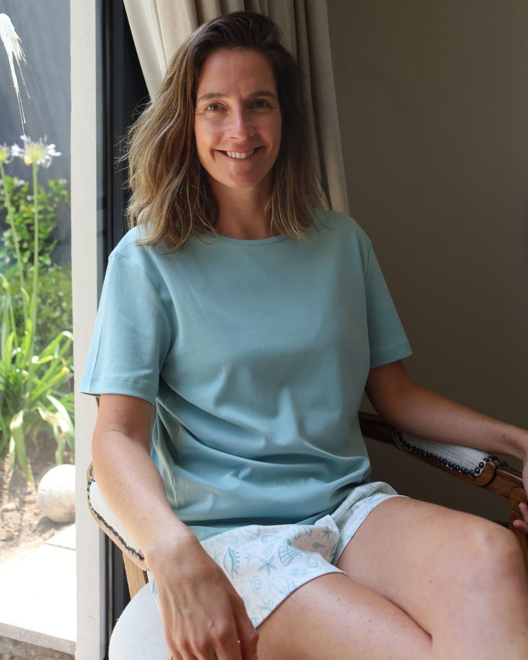 Pijama corto bajo del mar cuello polo mujer - SimplyB