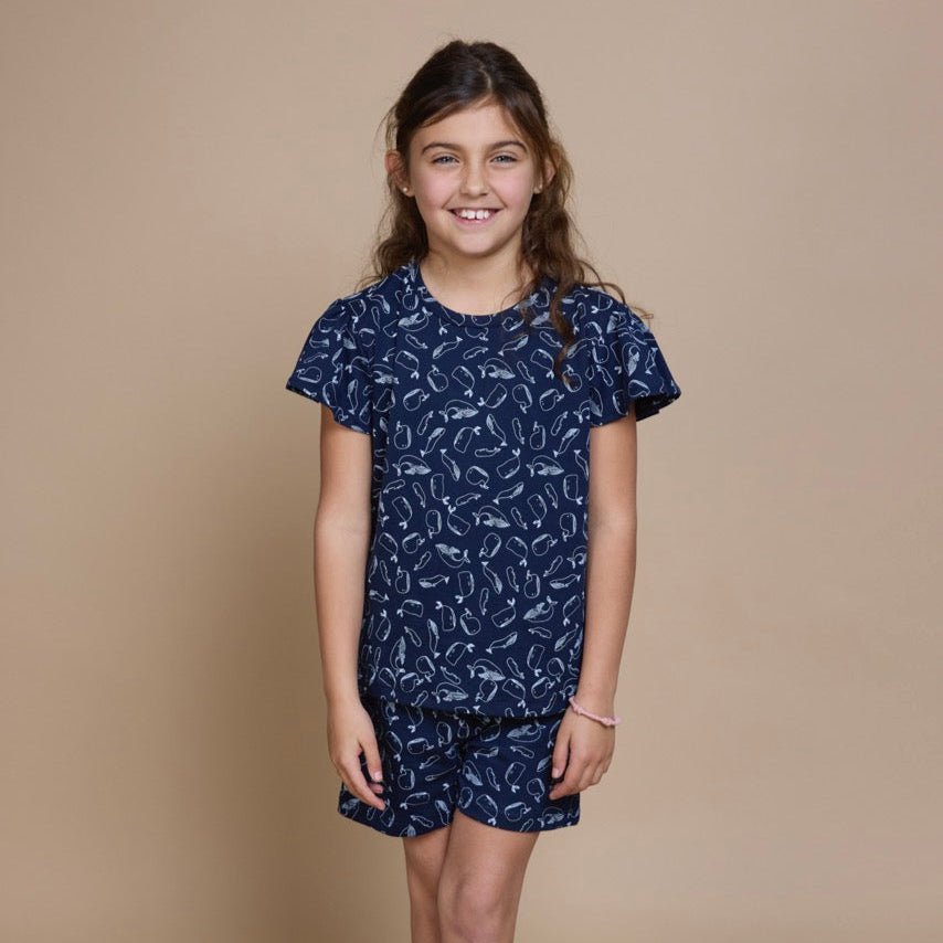 Pijama corto ballenas niña - SimplyB