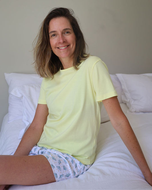 Pijama corto botánico cuello polo mujer - SimplyB