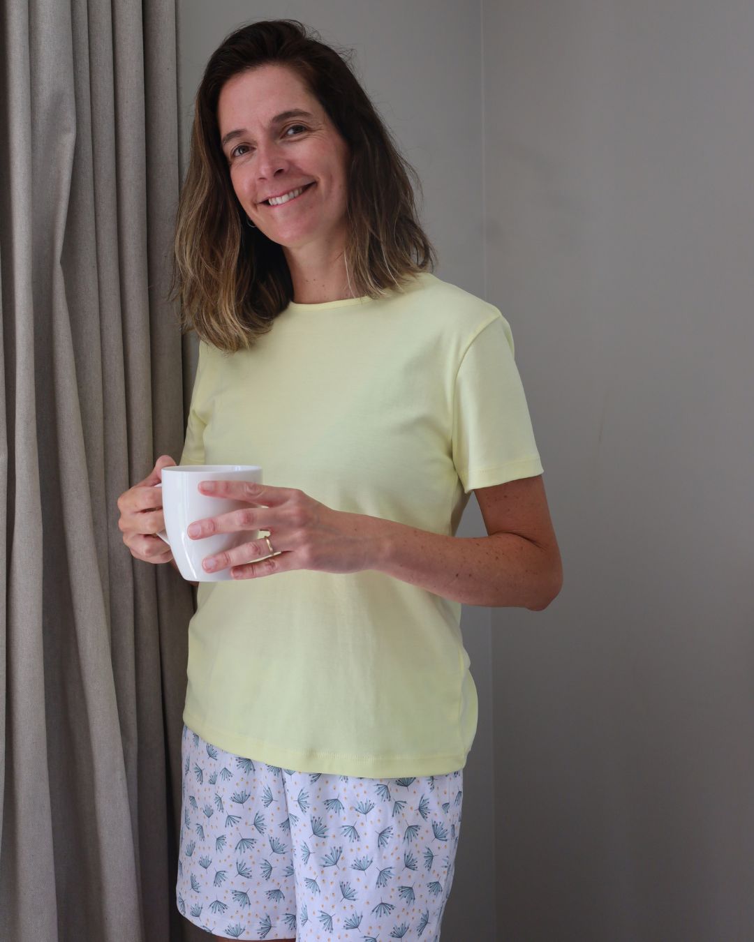 Pijama corto botánico cuello polo mujer - SimplyB