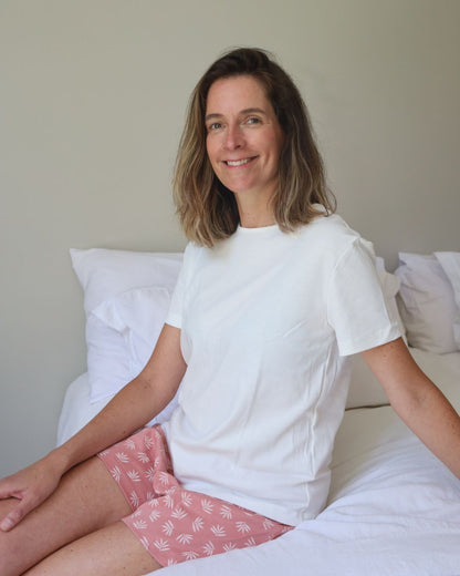 Pijama mujer corto espiga palo rosa cuello polo algodón pima - SimplyB