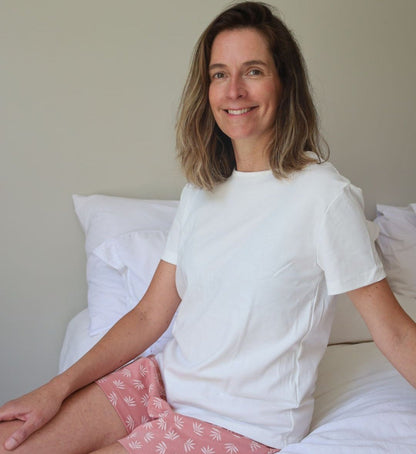 Pijama mujer corto espiga palo rosa cuello polo algodón pima - SimplyB