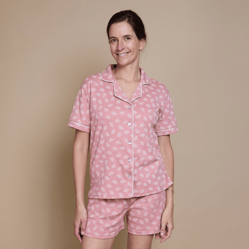Pijama corto espiga palo rosa mujer - SimplyB