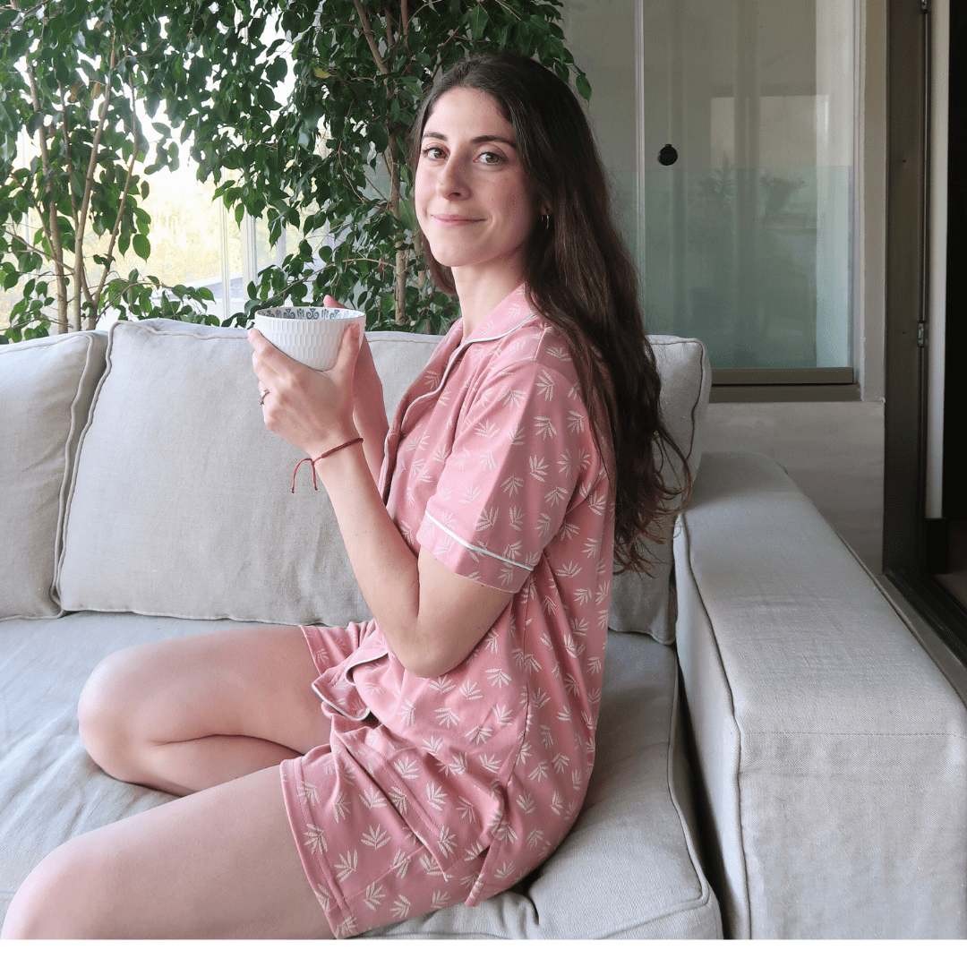 Pijama corto espiga palo rosa mujer - SimplyB