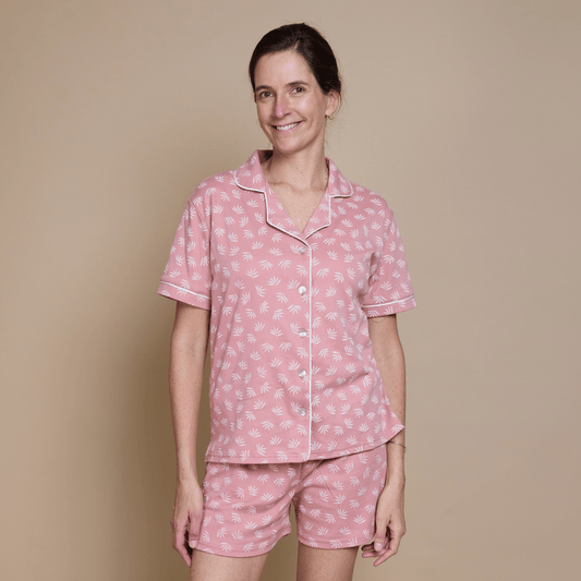 Pijama corto espiga palo rosa mujer - SimplyB