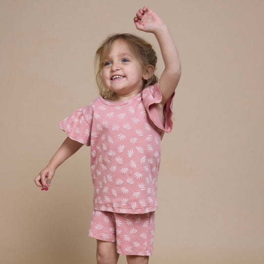 Pijama corto espiga palo rosa niña - SimplyB