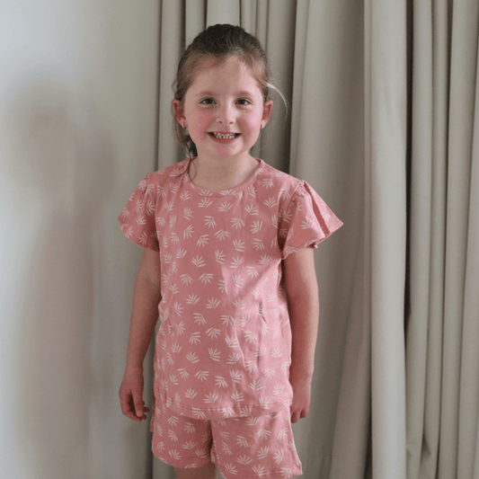 Pijama corto espiga palo rosa niña - SimplyB