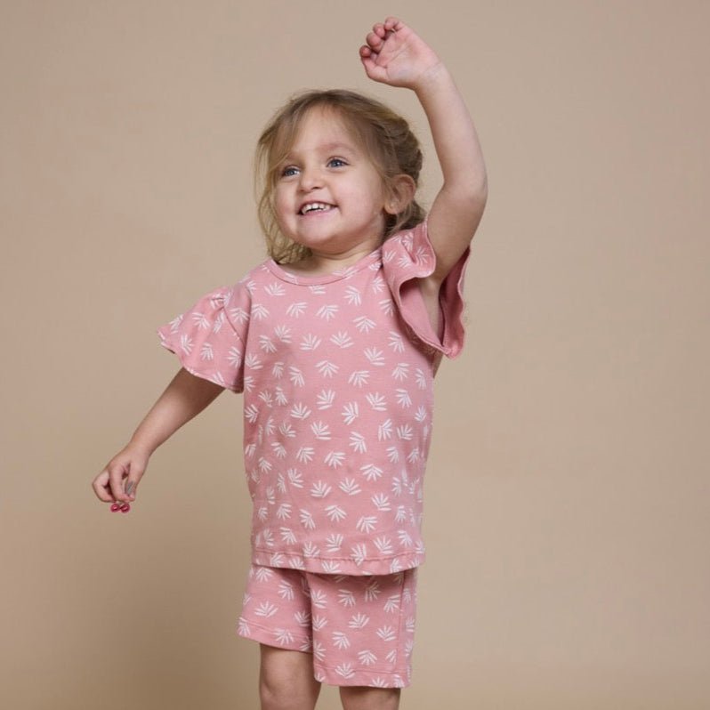 Pijama corto espiga palo rosa niña - SimplyB