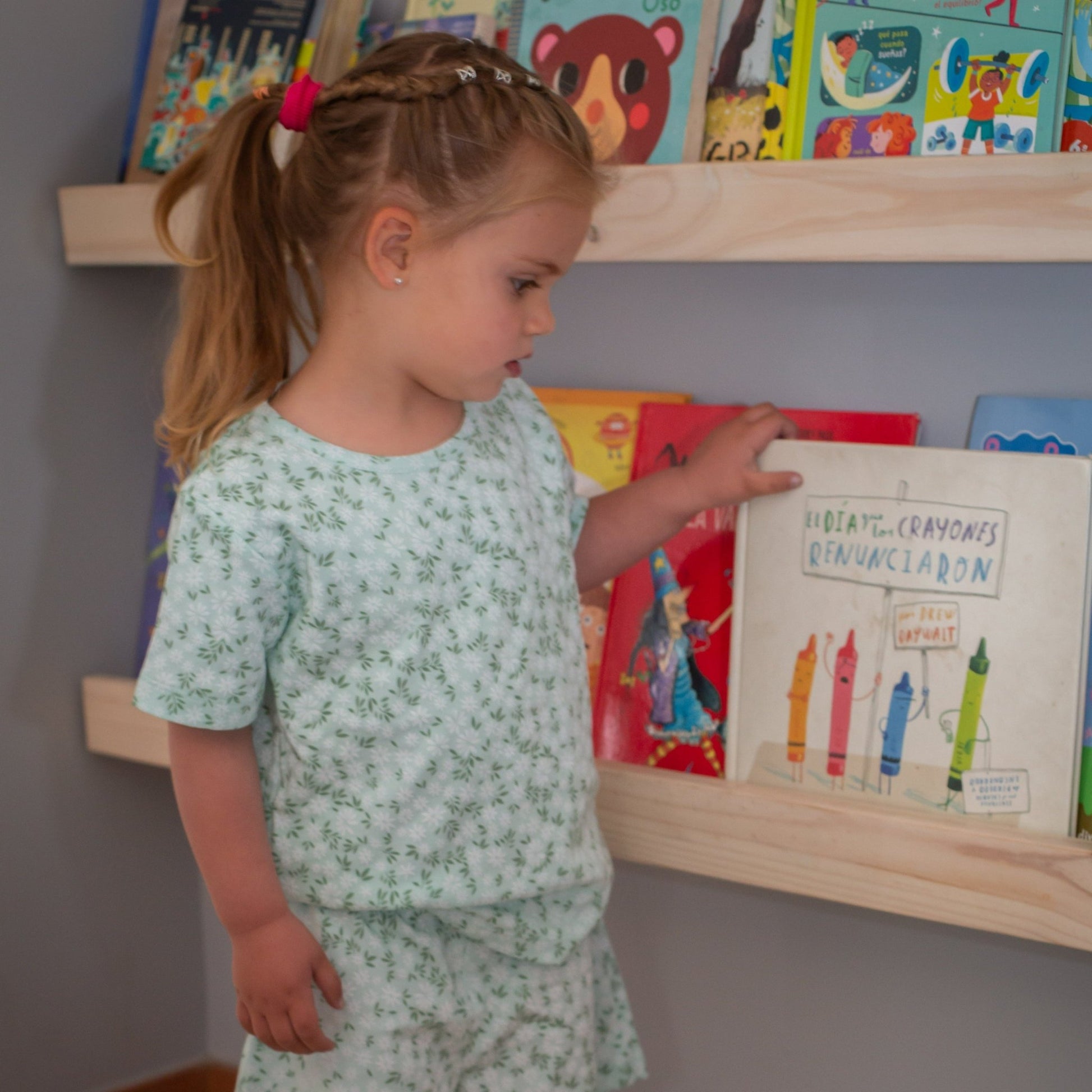 Pijama corto flores verde niña - SimplyB