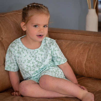Pijama corto flores verde niña - SimplyB