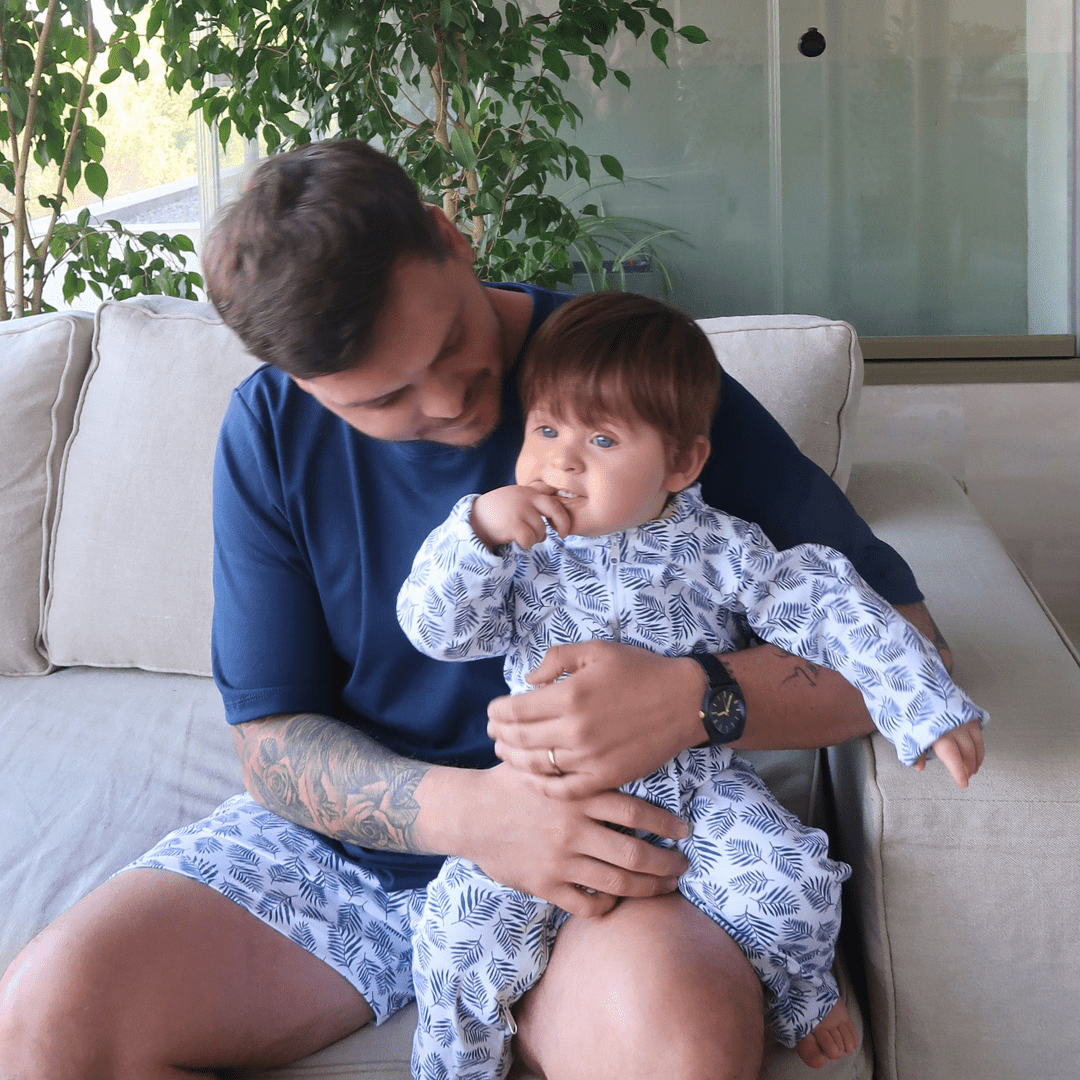 Pijama hombre manga corta helechos azules - SimplyB