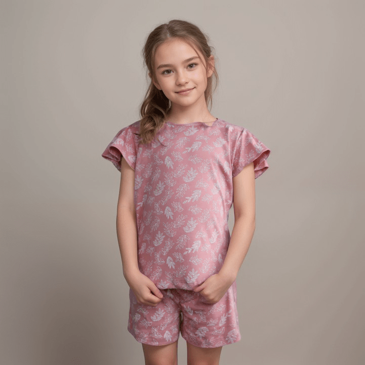 Pijama corto hojas palo rosa niña - SimplyB