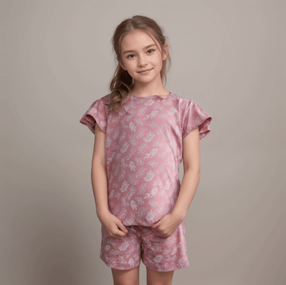 Pijama corto hojas palo rosa niña - SimplyB