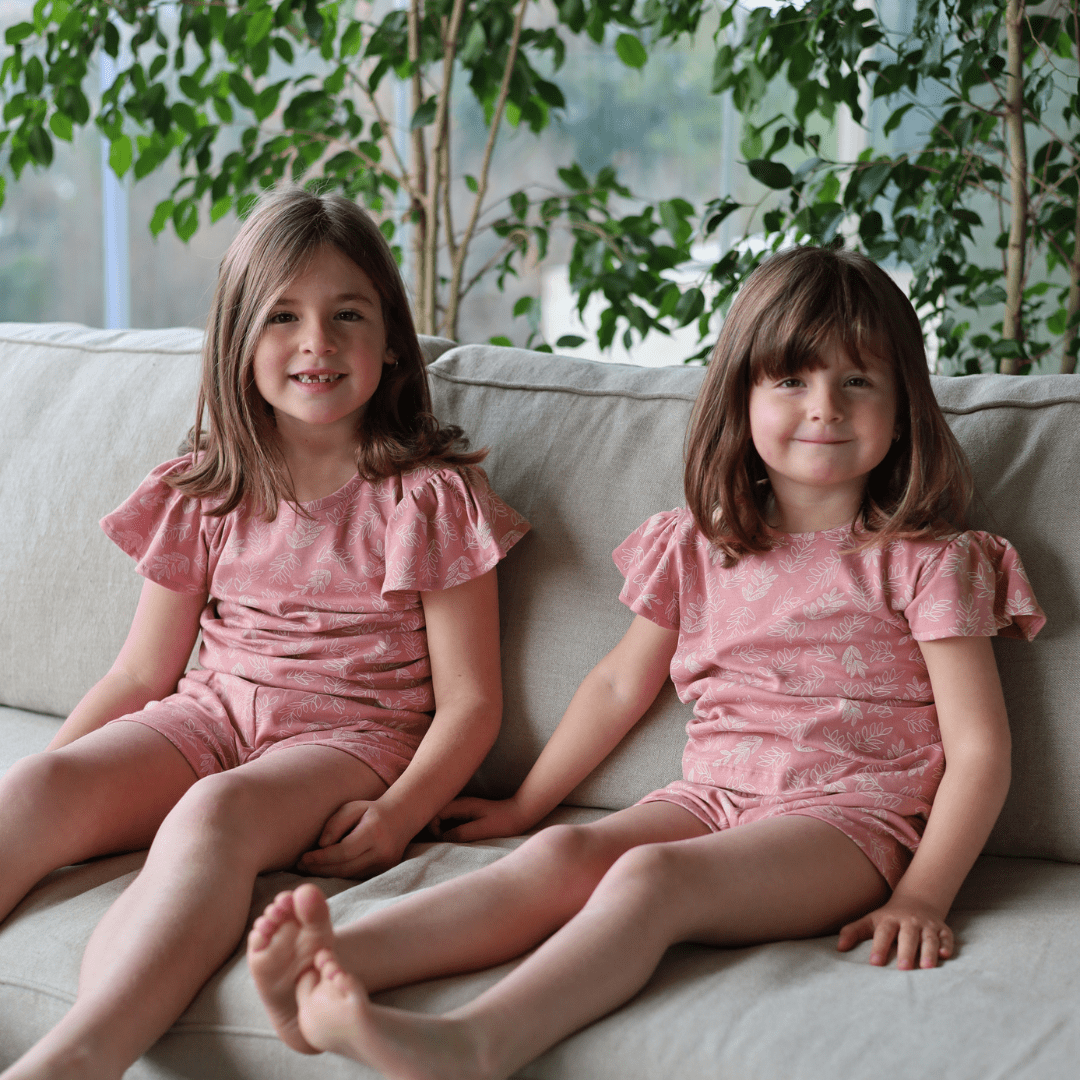 Pijama corto hojas palo rosa niña - SimplyB