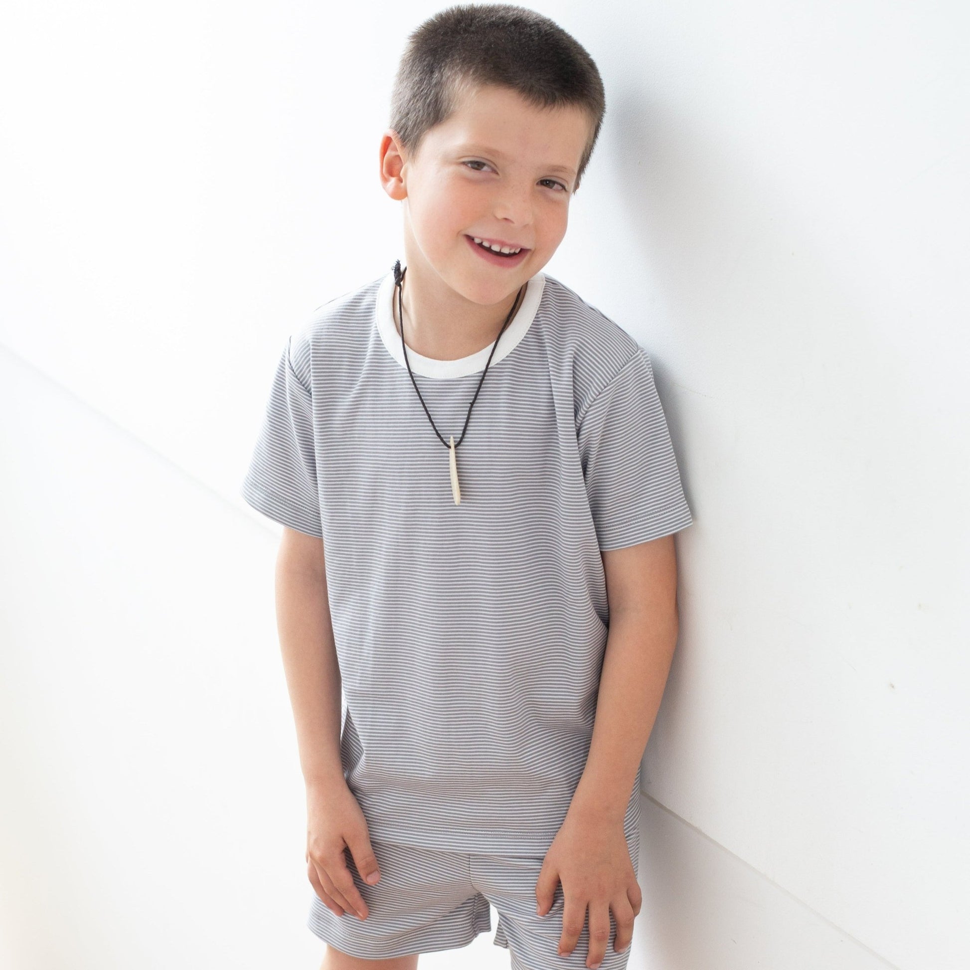 Pijama corto rayas niño y niña - SimplyB