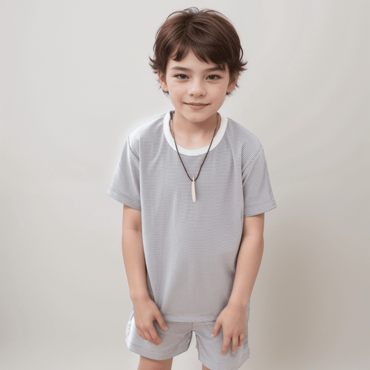 Pijama corto rayas niño y niña - SimplyB