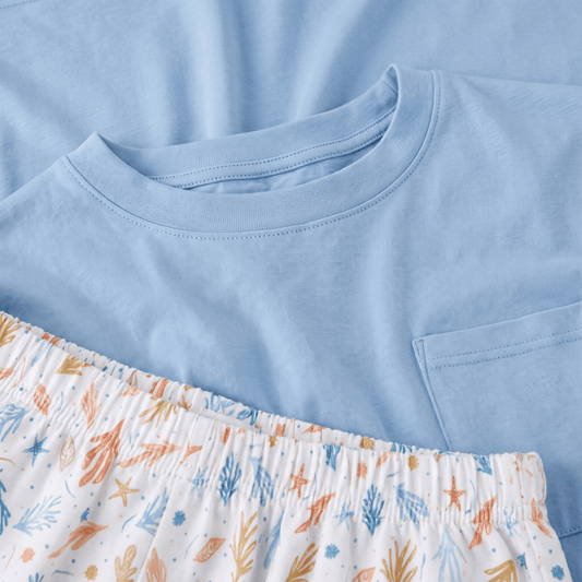 Pijama Hombre Corto Algodón Pima fondo marino - SimplyB