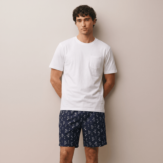 Pijama Hombre Corto Algodón Pima palmeras azules - SimplyB
