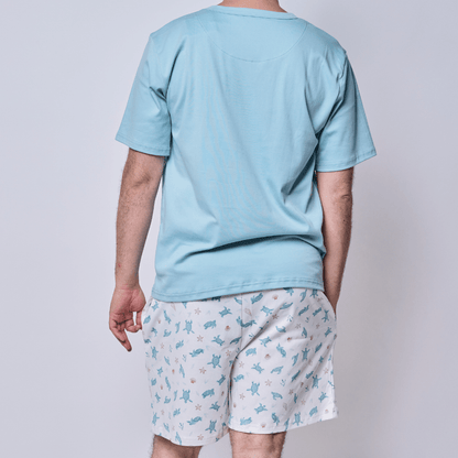 Pijama Hombre Corto Algodón Pima Tortugas Acuarela - SimplyB
