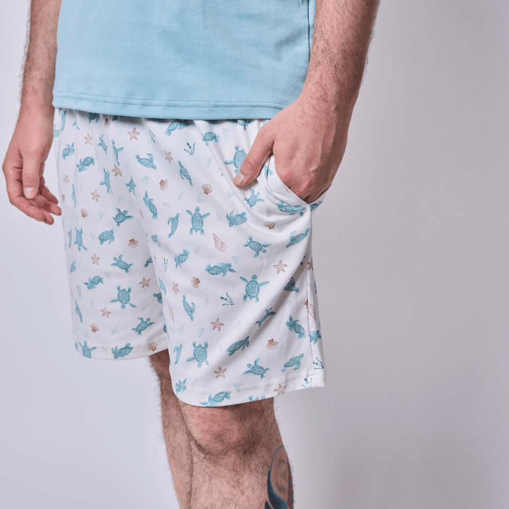 Pijama Hombre Corto Algodón Pima Tortugas Acuarela - SimplyB