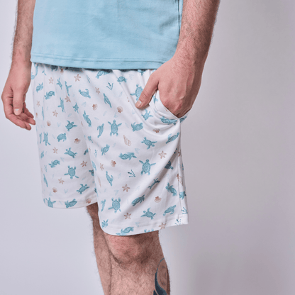 Pijama Hombre Corto Algodón Pima Tortugas Acuarela - SimplyB