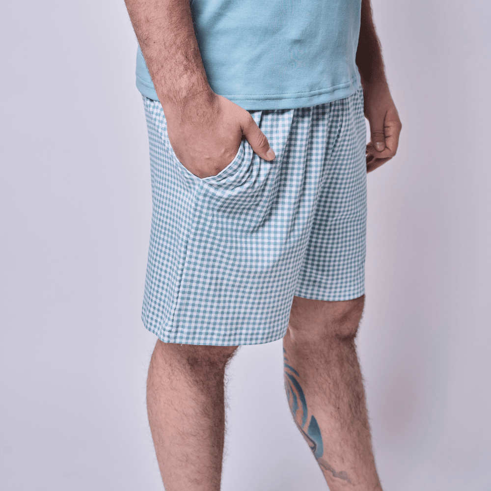 Pijama Hombre Corto Algodón Pima Vichy Verde - SimplyB