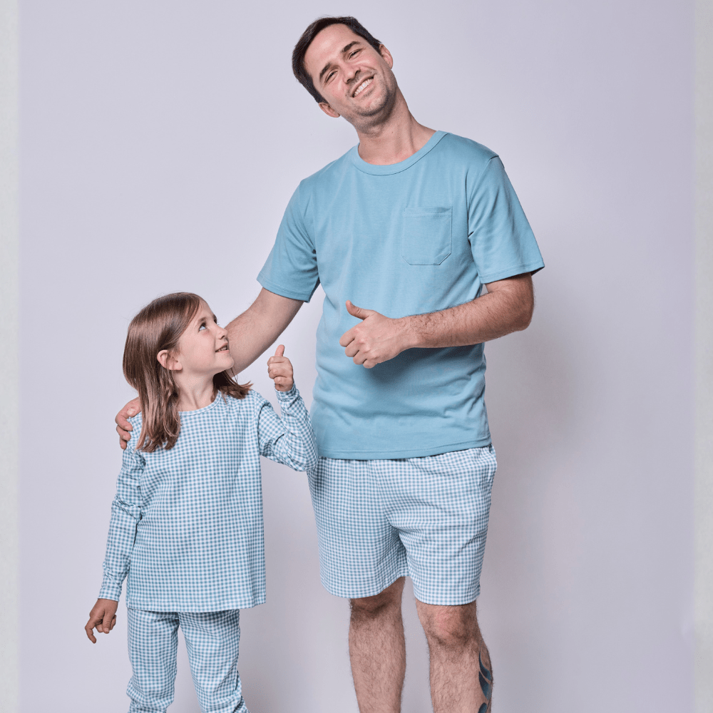 Pijama hombre corto vichy verde algodón pima - SimplyB