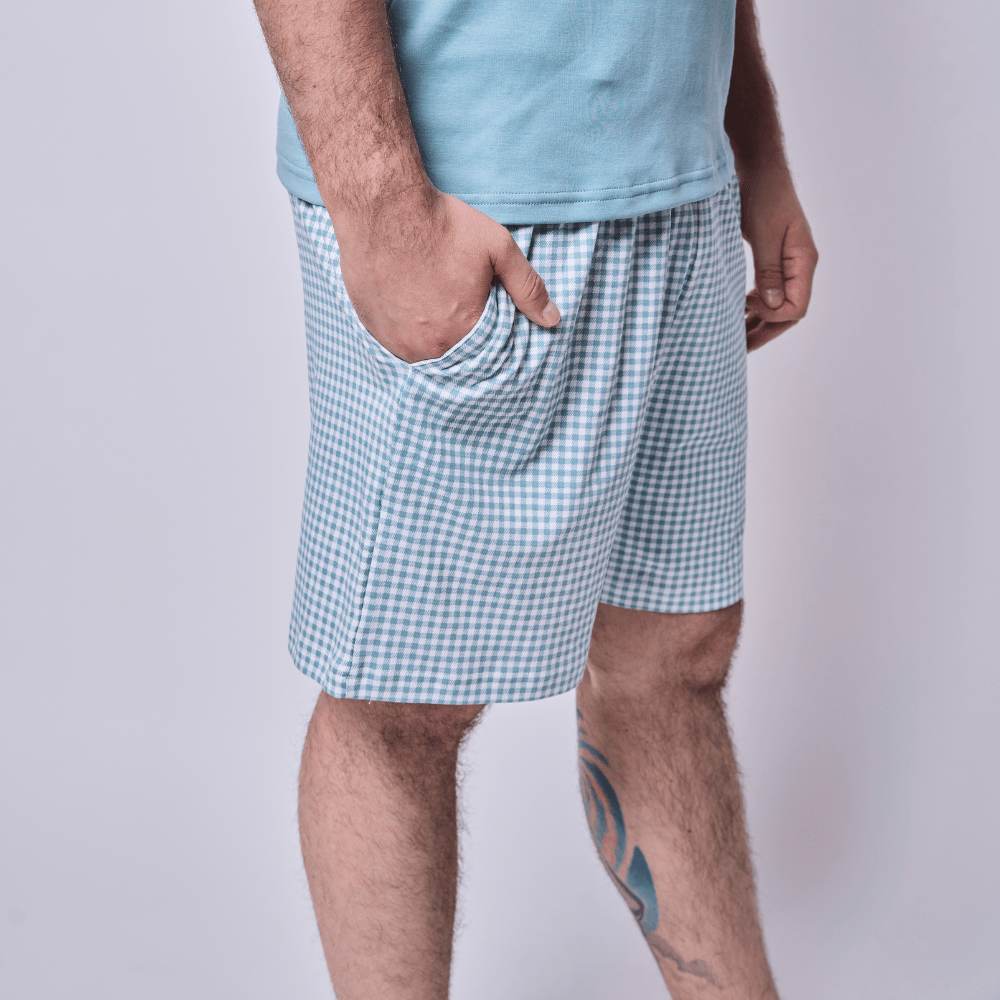 Pijama hombre corto vichy verde algodón pima - SimplyB