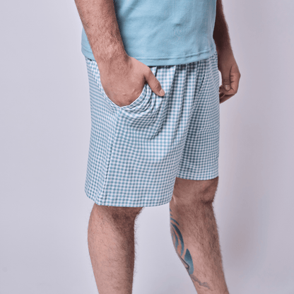 Pijama hombre corto vichy verde algodón pima - SimplyB