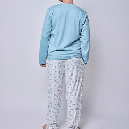 Pijama Hombre Manga Larga Algodón Pima Tortugas Acuarela - SimplyB