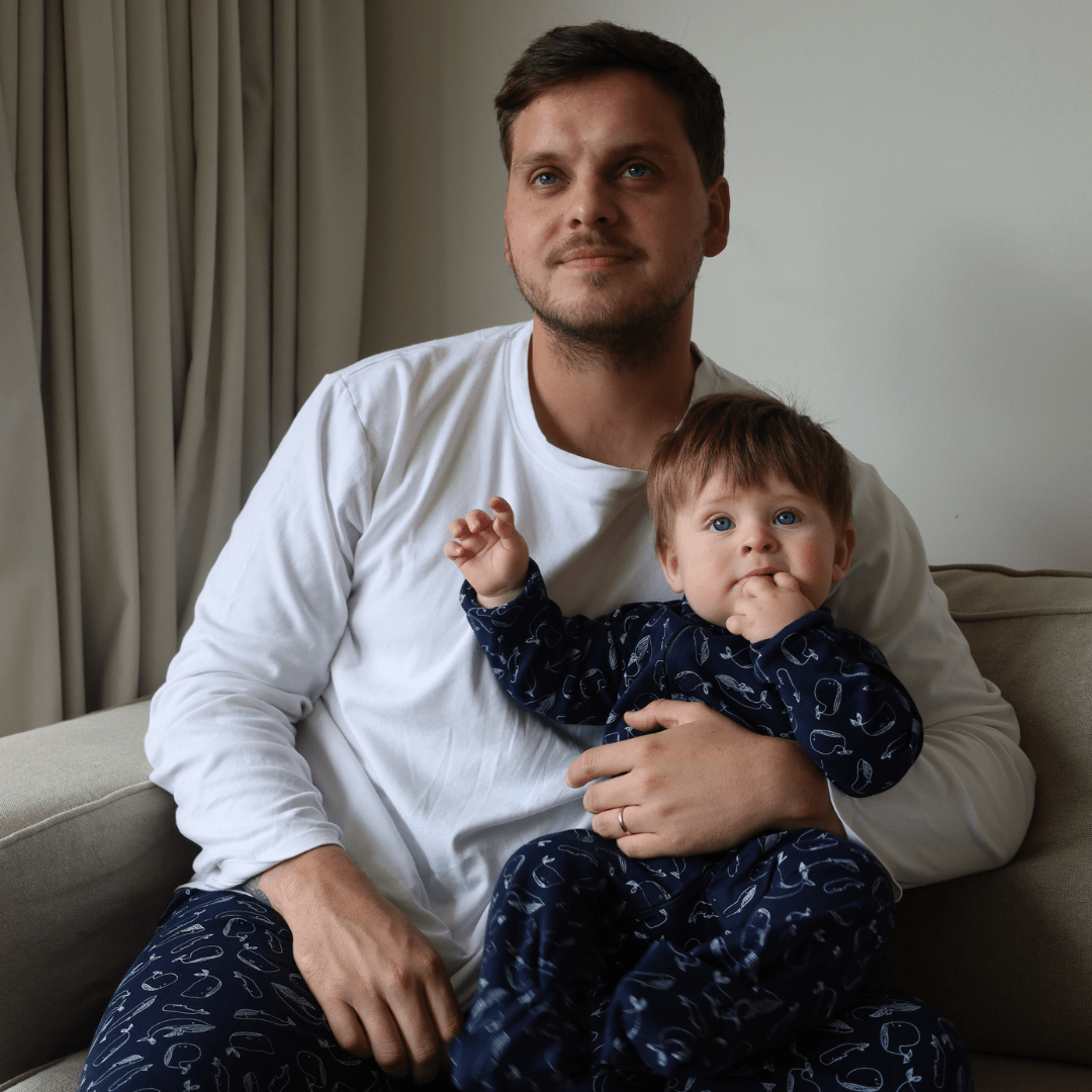 Pijama hombre manga larga ballenas algodón pima - SimplyB