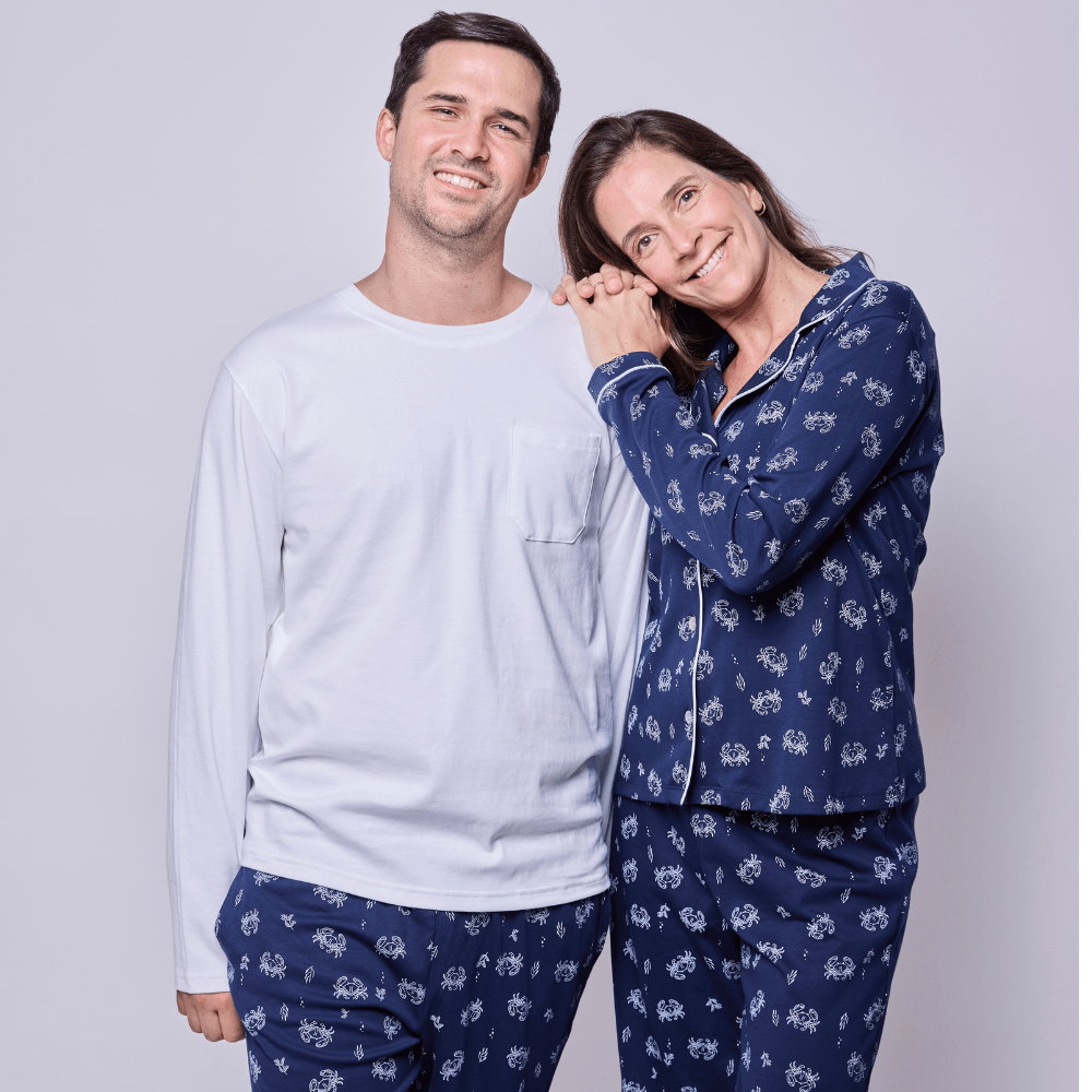 Pijama hombre manga larga cangrejos algodón pima - SimplyB