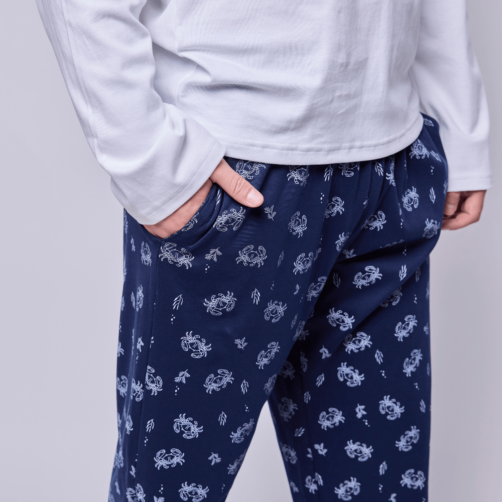 Pijama hombre manga larga cangrejos algodón pima - SimplyB