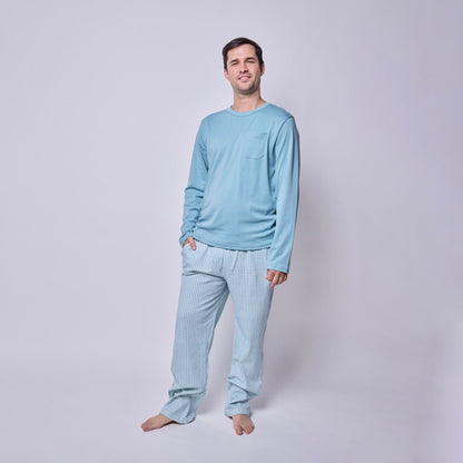 Pijama hombre manga larga vichy verde algodón pima - SimplyB