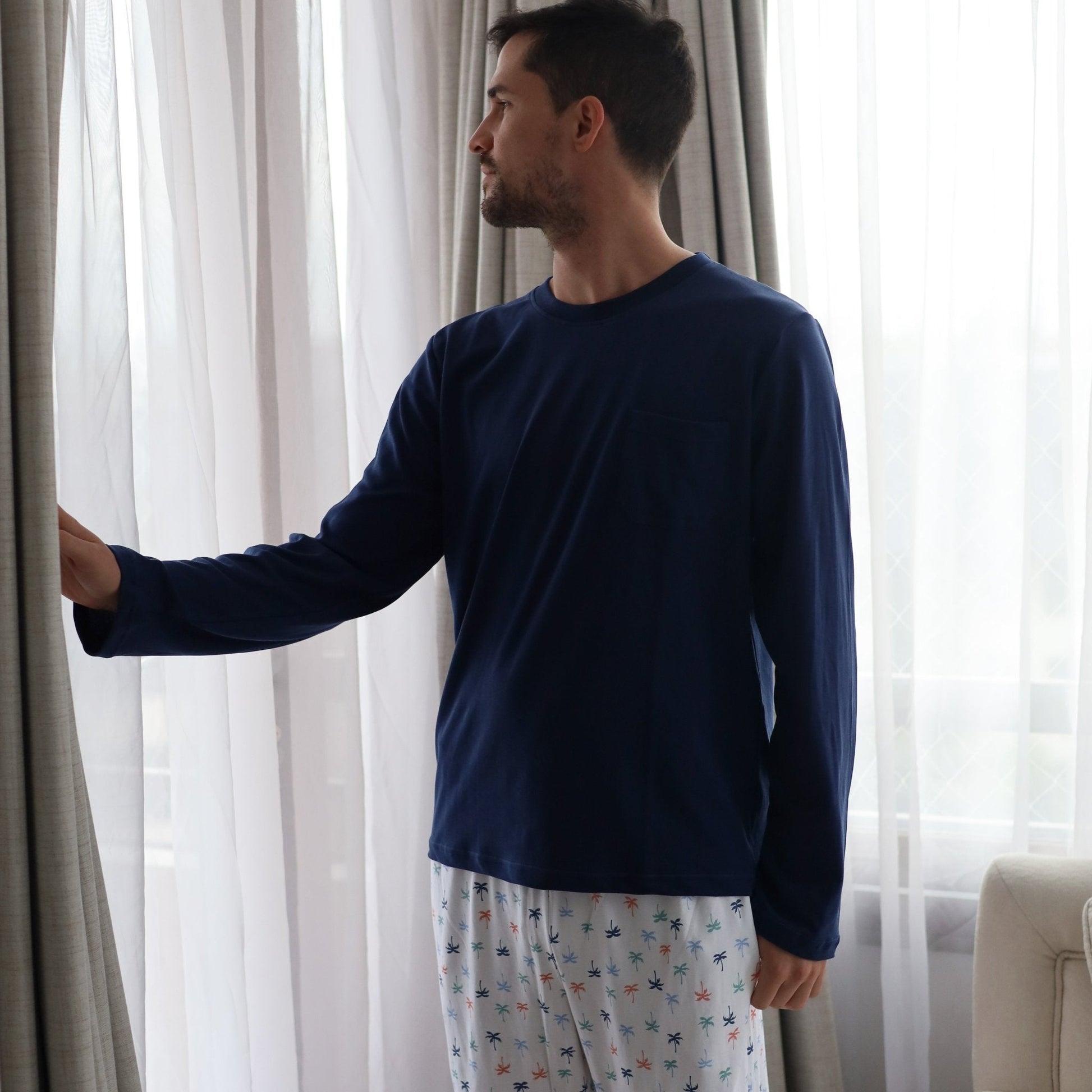 Pijama largo palmeras de colores hombre - SimplyB