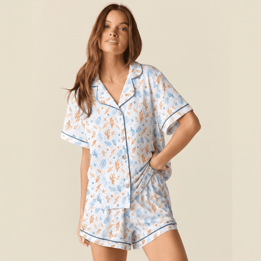 Pijama Mujer algodón pima corto fondo marino - SimplyB