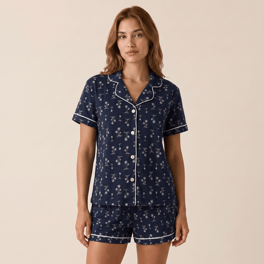Pijama Mujer algodón pima palmeras azules - SimplyB