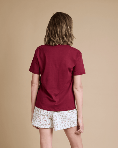 Pijama Mujer Corto Algodón Pima cuello polo Navideño - SimplyB