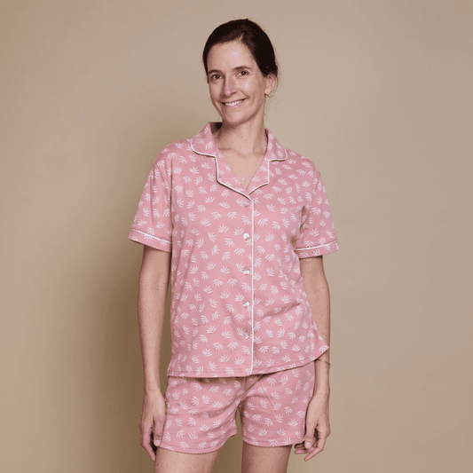 Pijama Mujer Corto Algodón Pima Espiga Palo Rosa - SimplyB